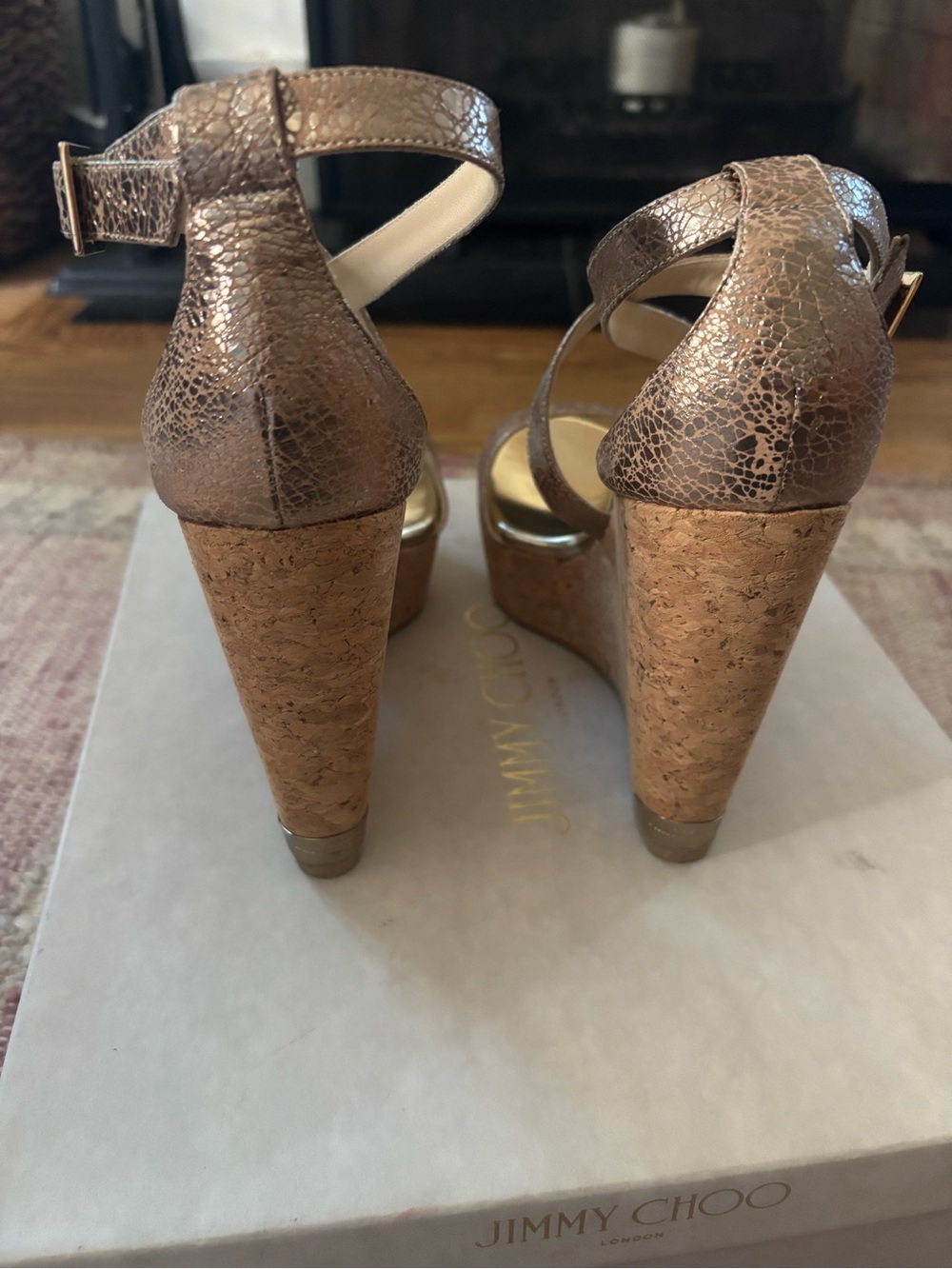 Jimmy Choo women’s wedge cork sandals - Picture 4 of 7